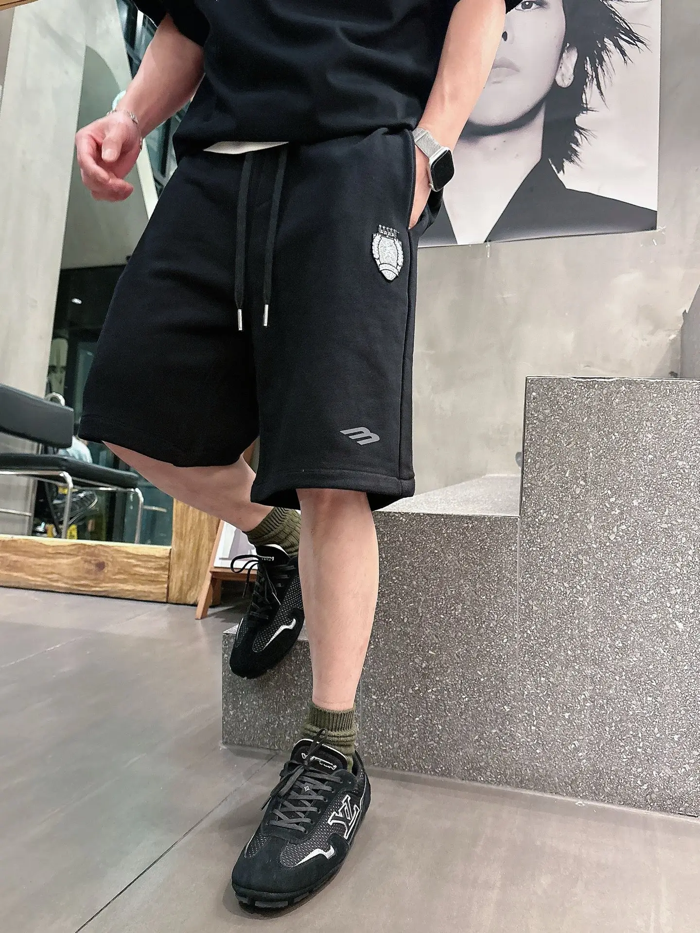 Embroidered Cotton-Jersey Sweat Shorts D20012455 — view 9
