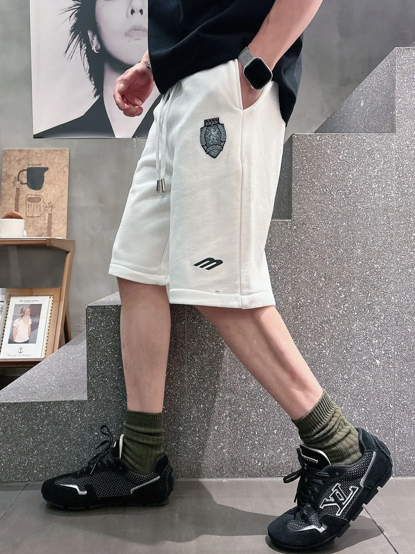 Embroidered Cotton-Jersey Sweat Shorts D20012454 — view 3