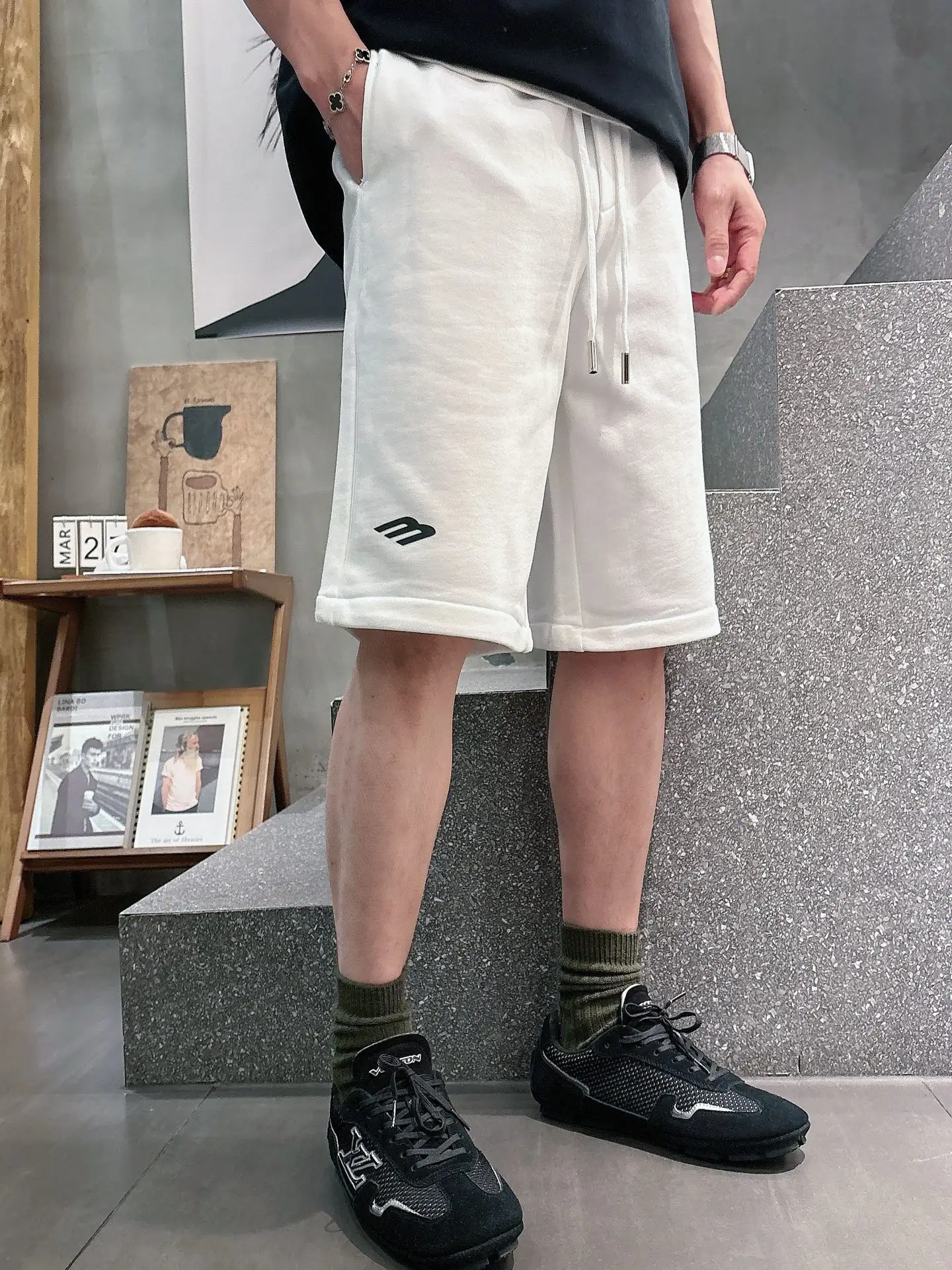 Embroidered Cotton-Jersey Sweat Shorts D20012454 — view 5