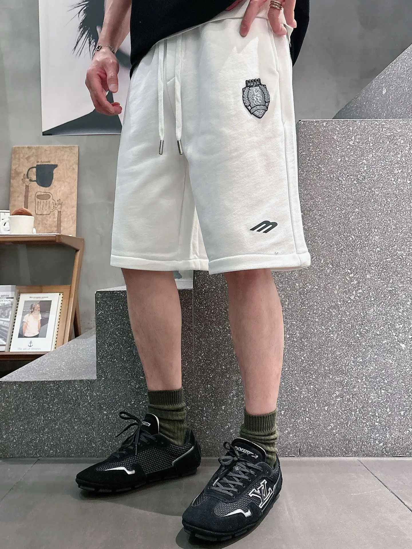 Embroidered Cotton-Jersey Sweat Shorts D20012454 — view 7