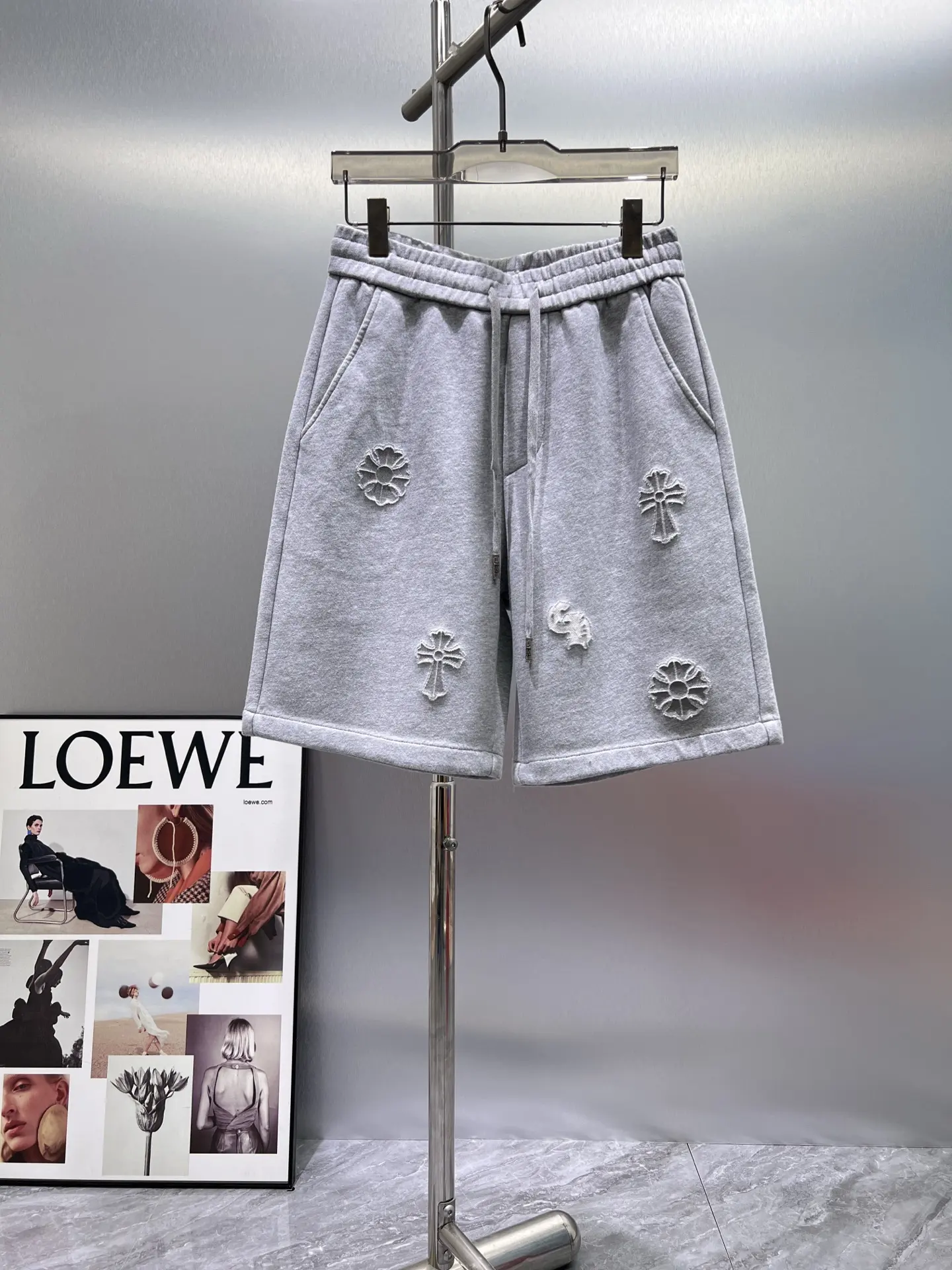 Laser-Cut Logo Cotton-Blend Shorts D21012422
