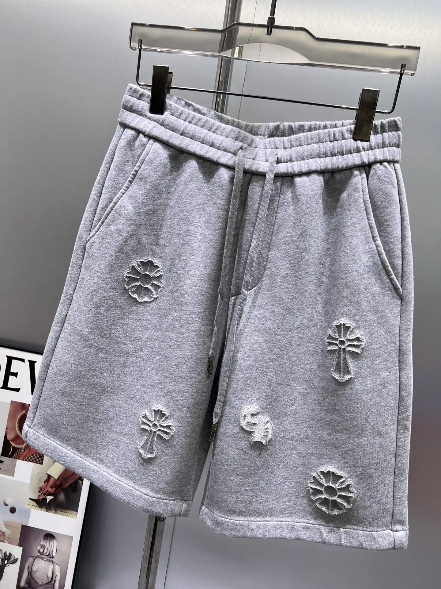 Laser-Cut Logo Cotton-Blend Shorts D21012422 — view 5