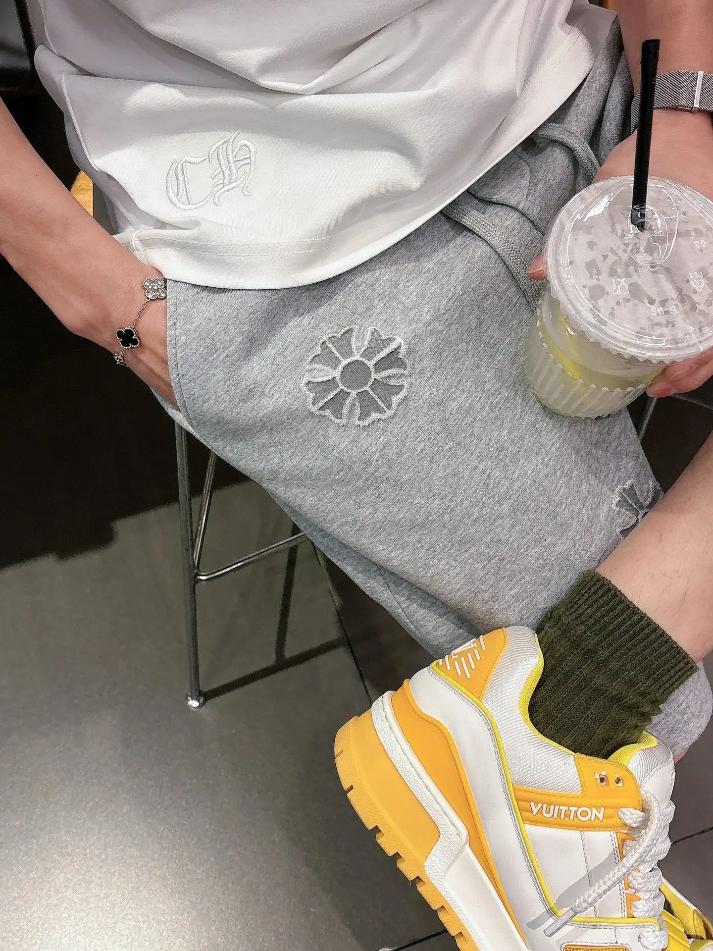 Laser-Cut Logo Cotton-Blend Shorts D21012446 — view 3