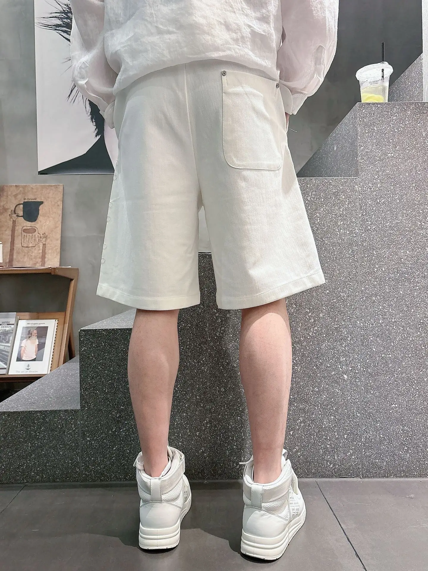 Embossed Logo Denim Drawstring Shorts D18011440 — view 7