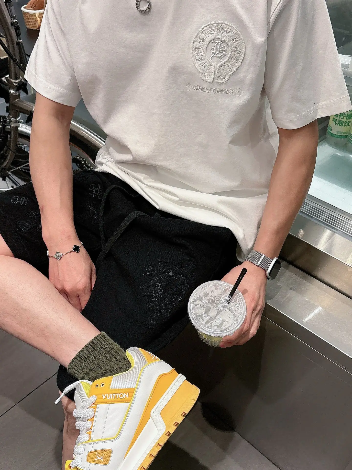 Embroidered Logo Cotton-Jersey Shorts D21012443 — view 9