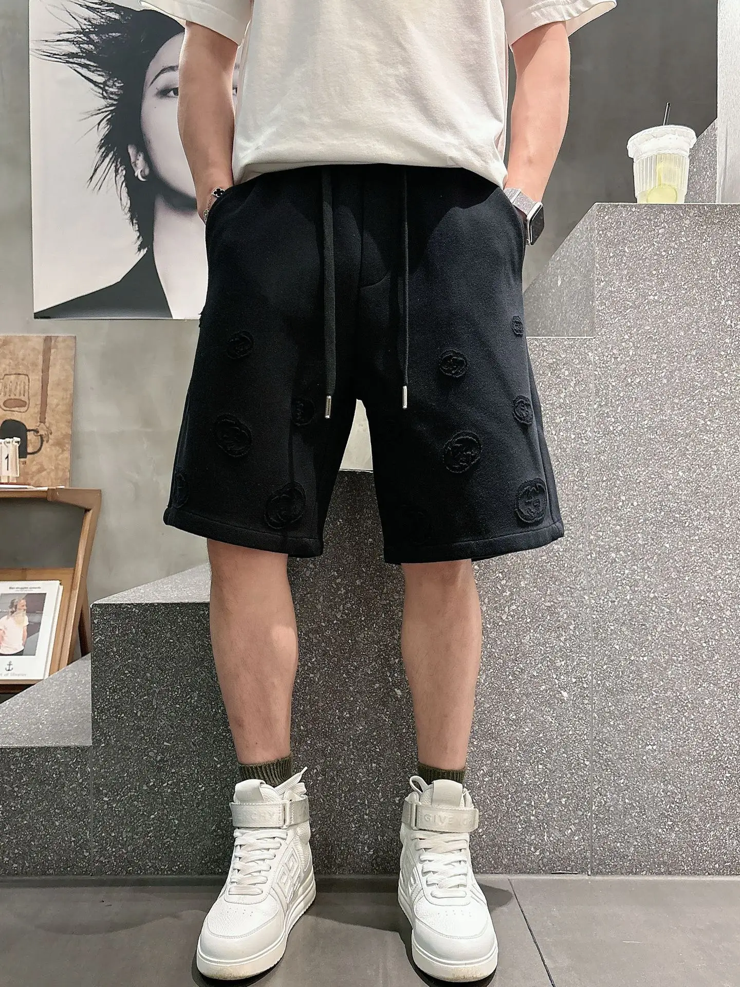 Laser-Cut Logo Cotton Jersey Shorts D18011433