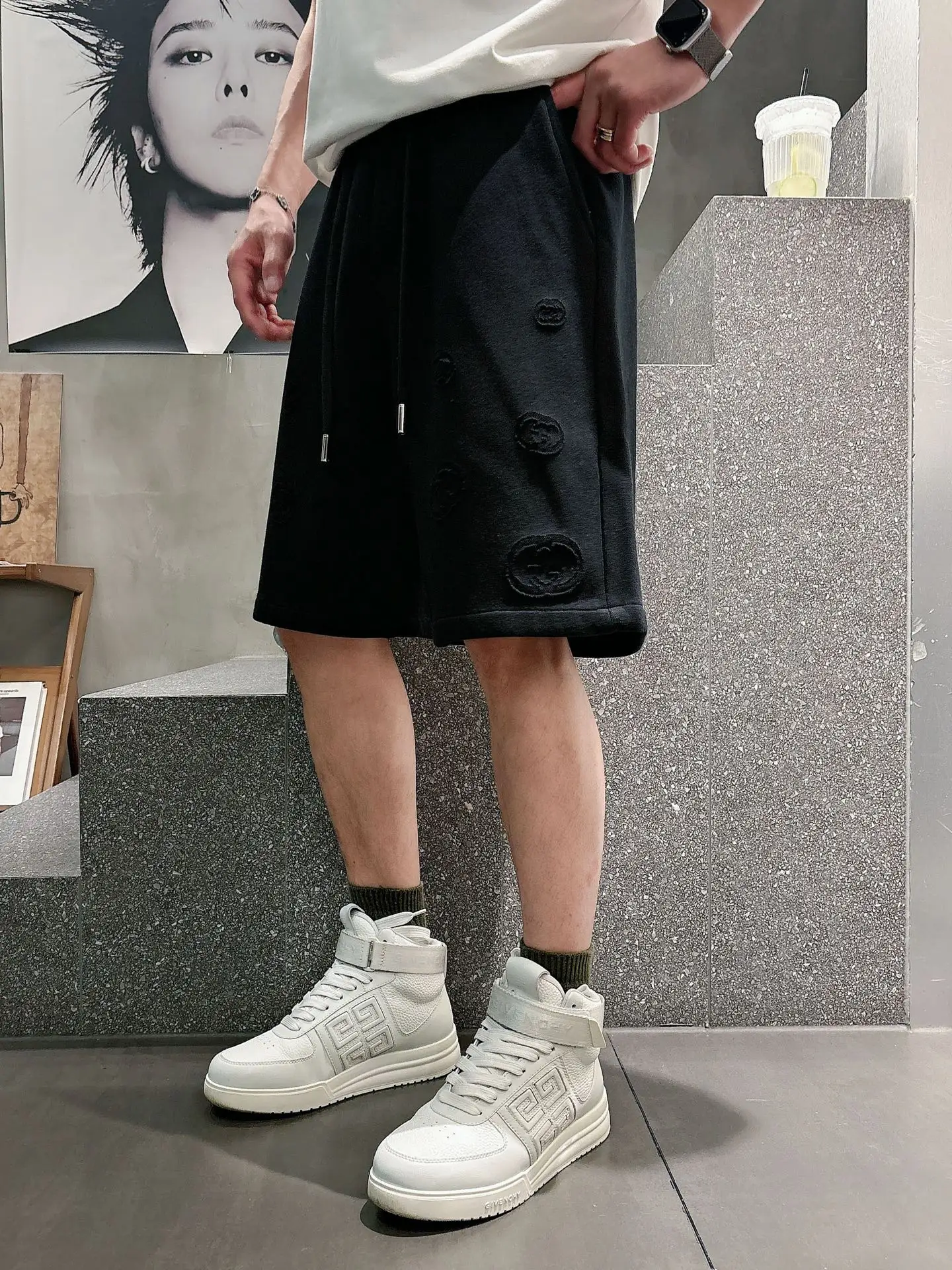 Laser-Cut Logo Cotton Jersey Shorts D18011433 — view 5