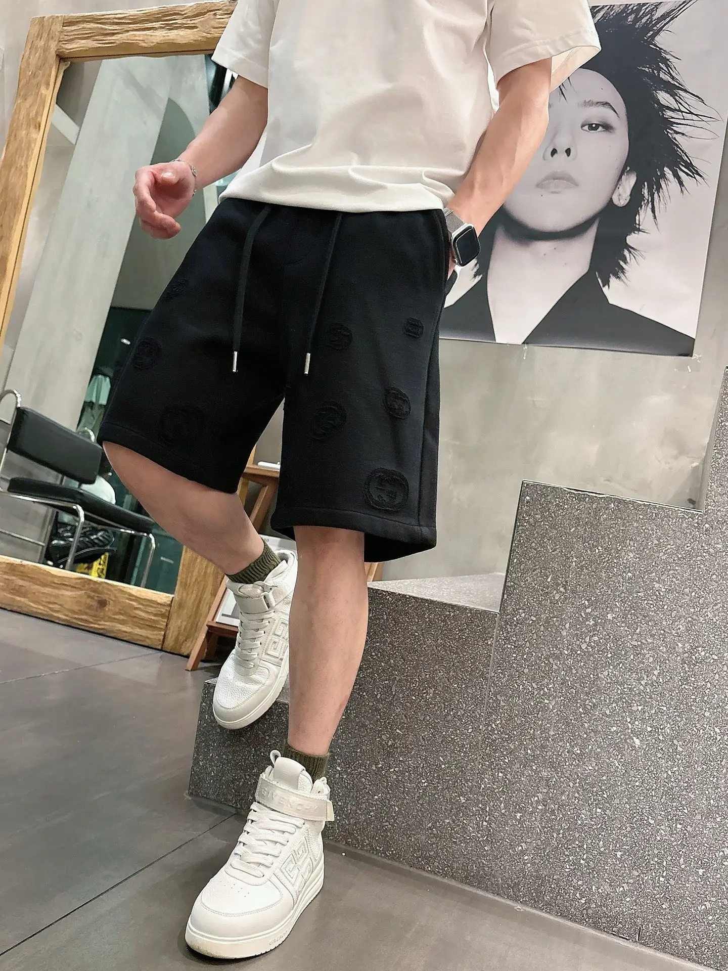 Laser-Cut Logo Cotton Jersey Shorts D18011433 — view 6