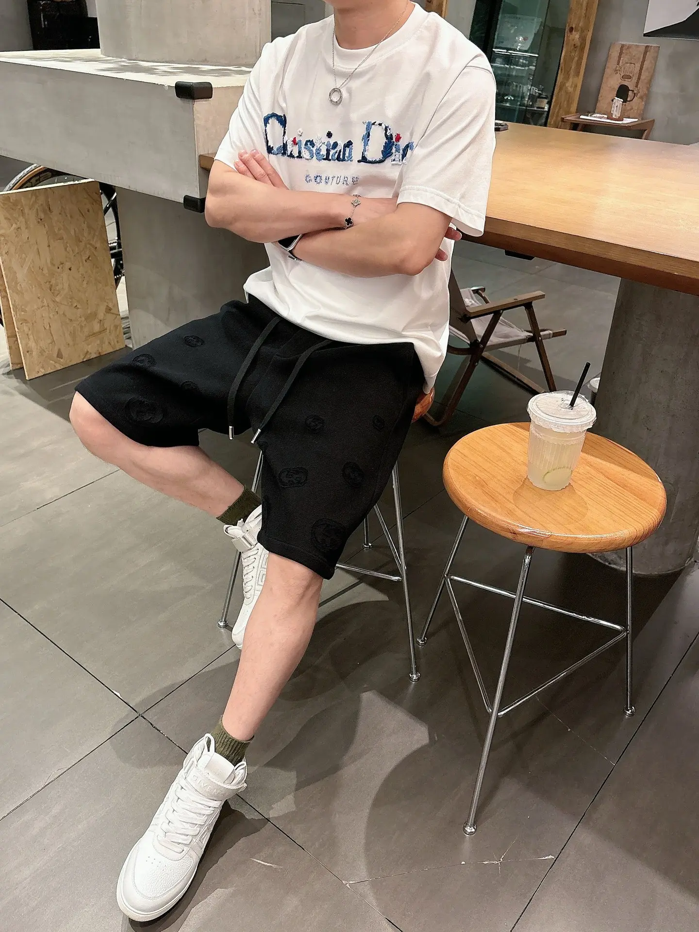 Laser-Cut Logo Cotton Jersey Shorts D18011433 — view 7