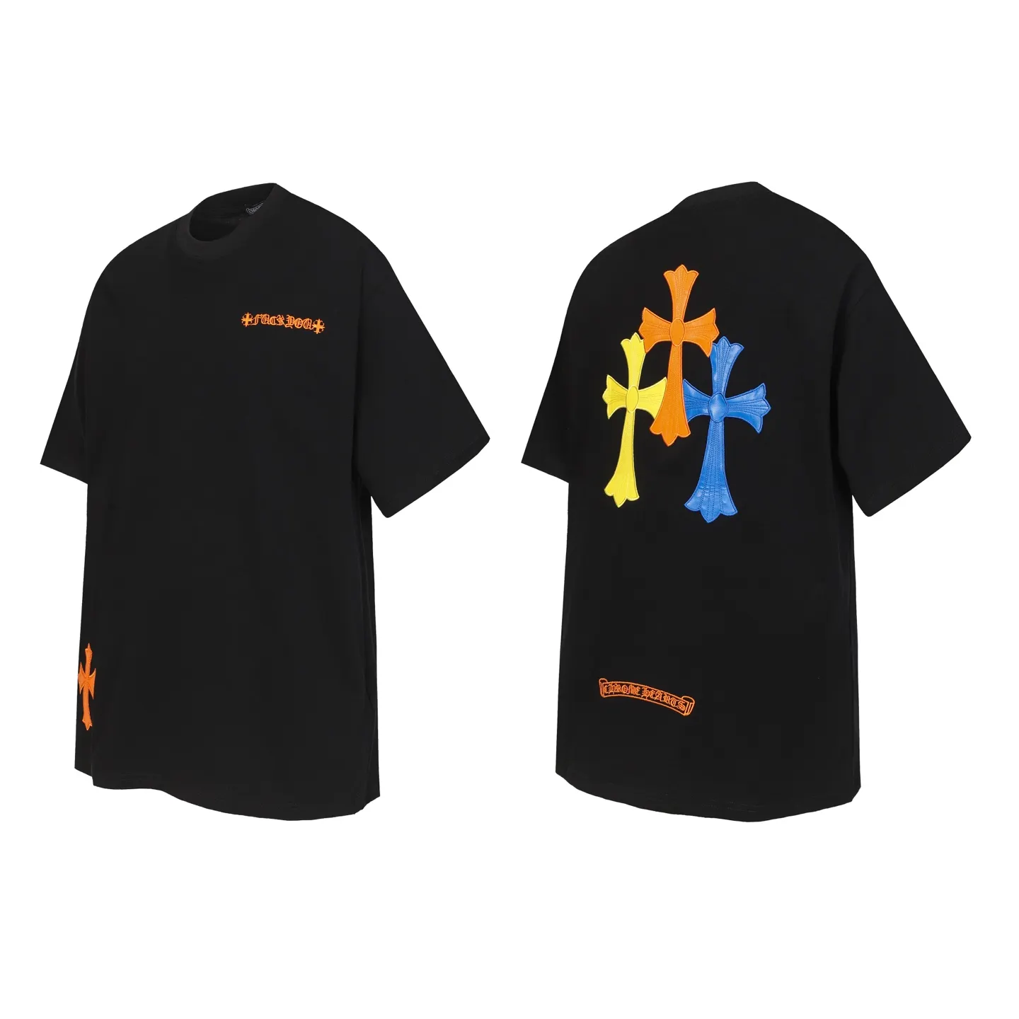 Multi-Color Cross Patch Cotton T-Shirt D10513952