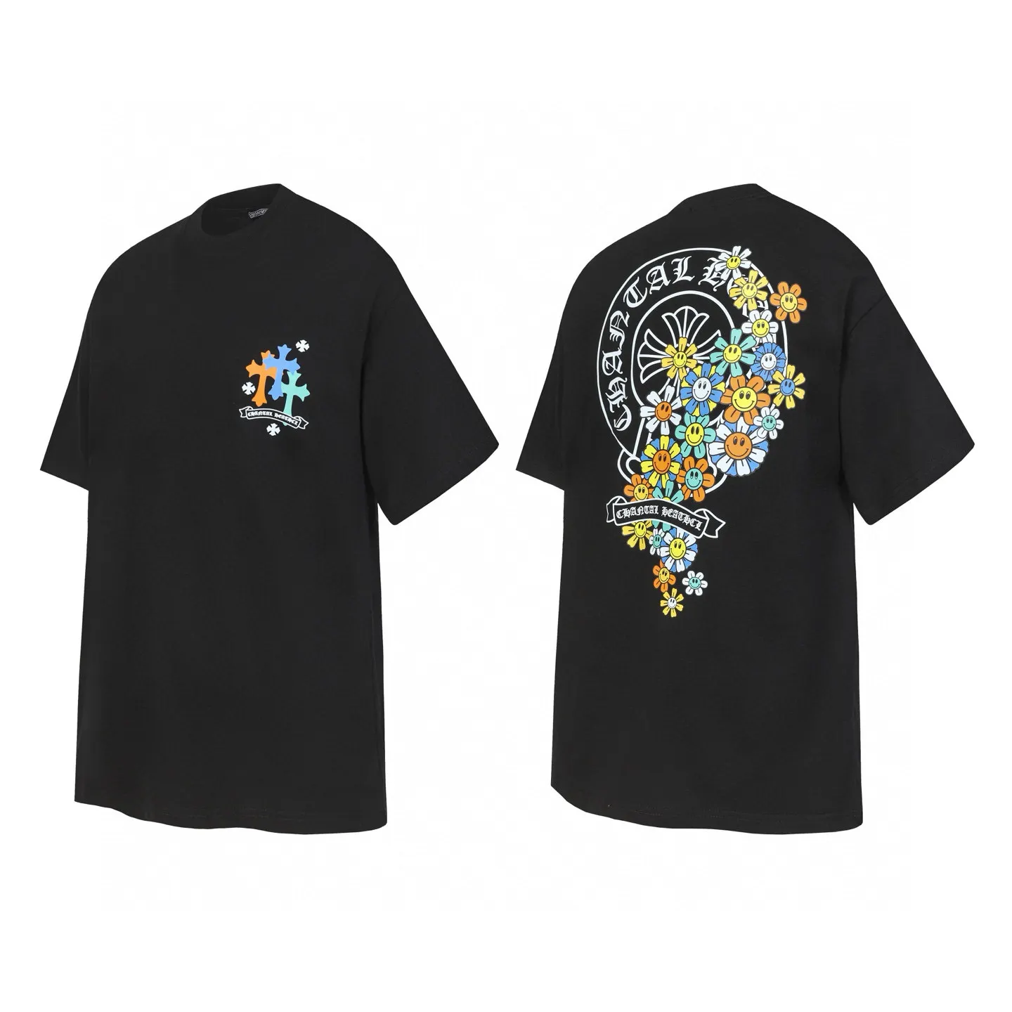 Horseshoe and Floral Print Cotton T-Shirt D9514079 — view 2