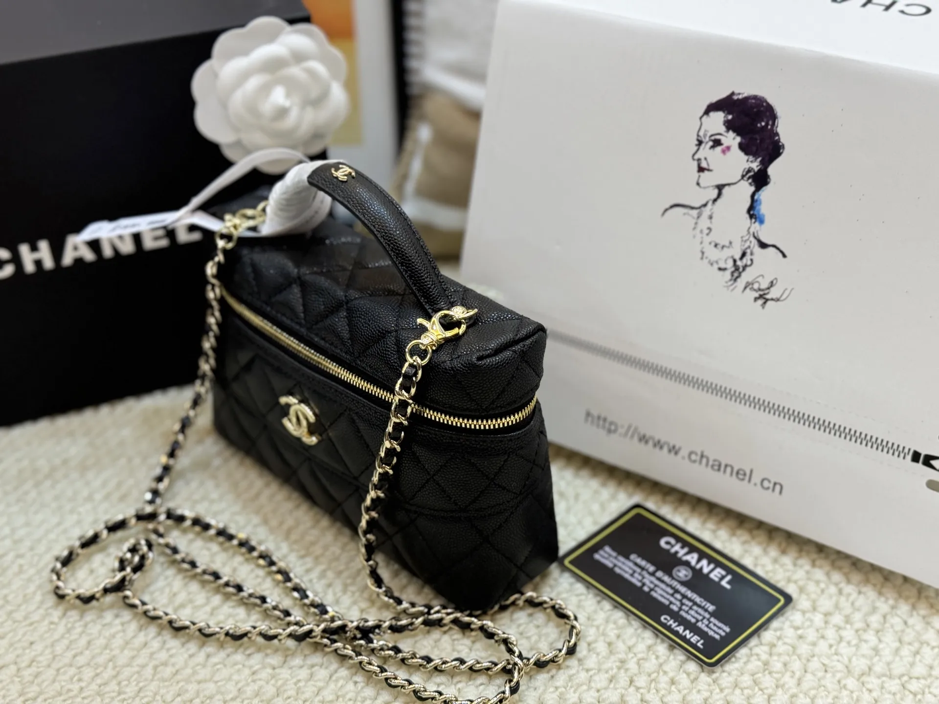 Quilted Caviar Leather Vanity Case D42018469 — view 5