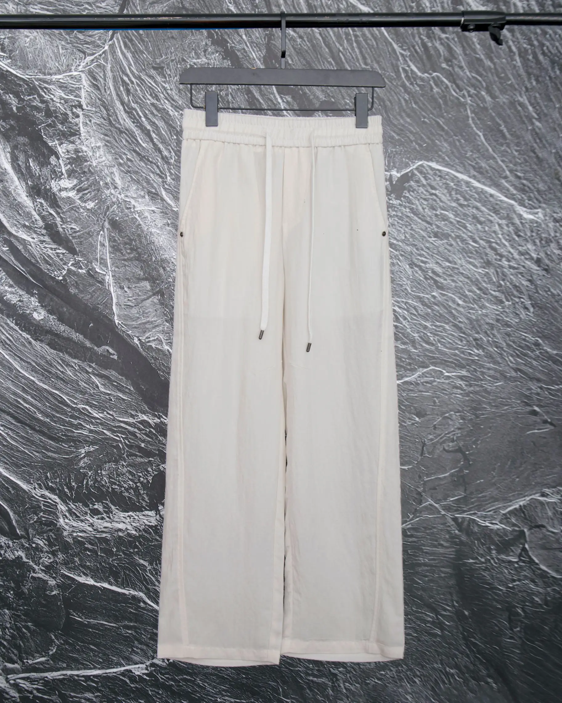 Embroidered Linen-Blend Drawstring Trousers D20513330