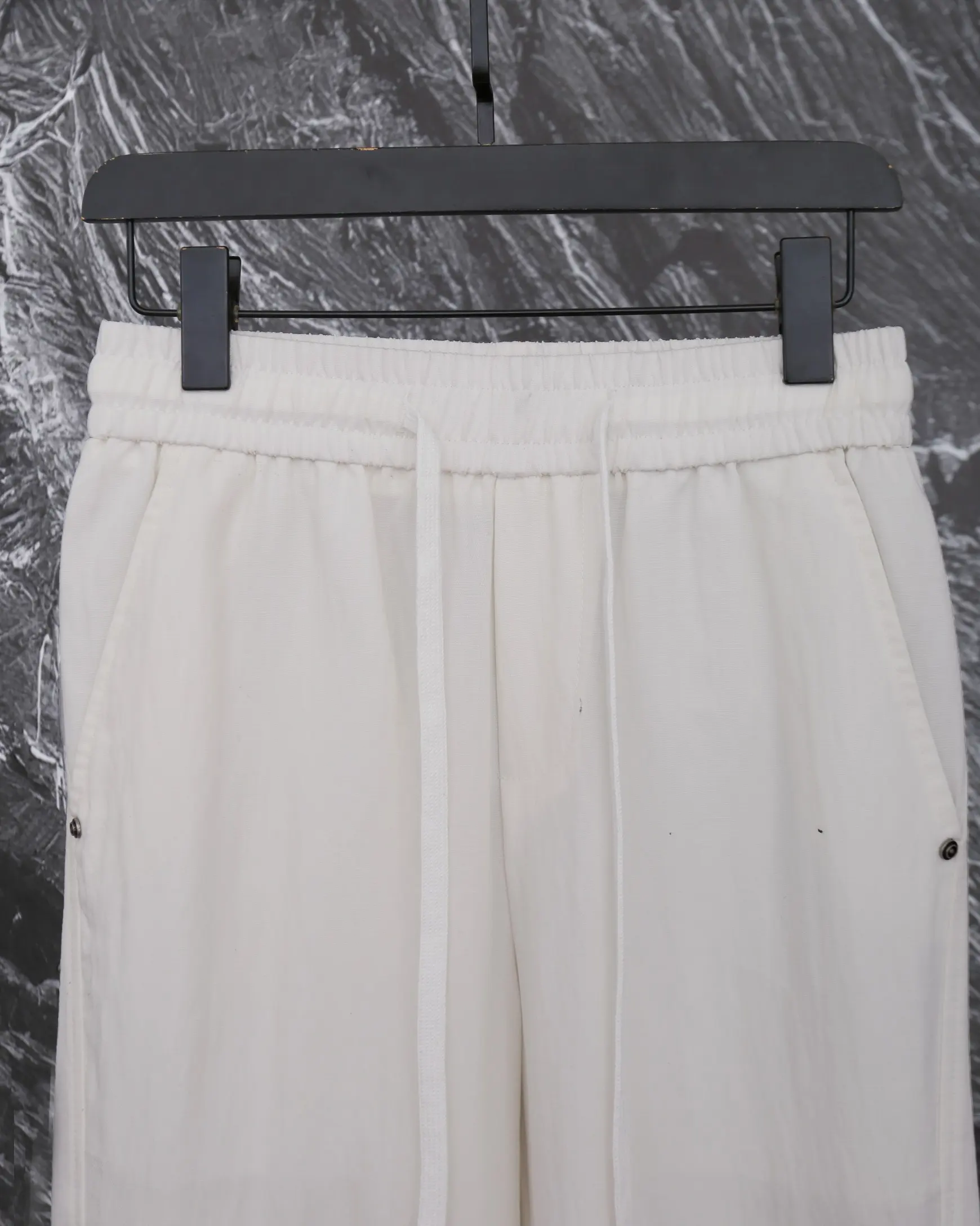 Embroidered Linen-Blend Drawstring Trousers D20513330 — view 3