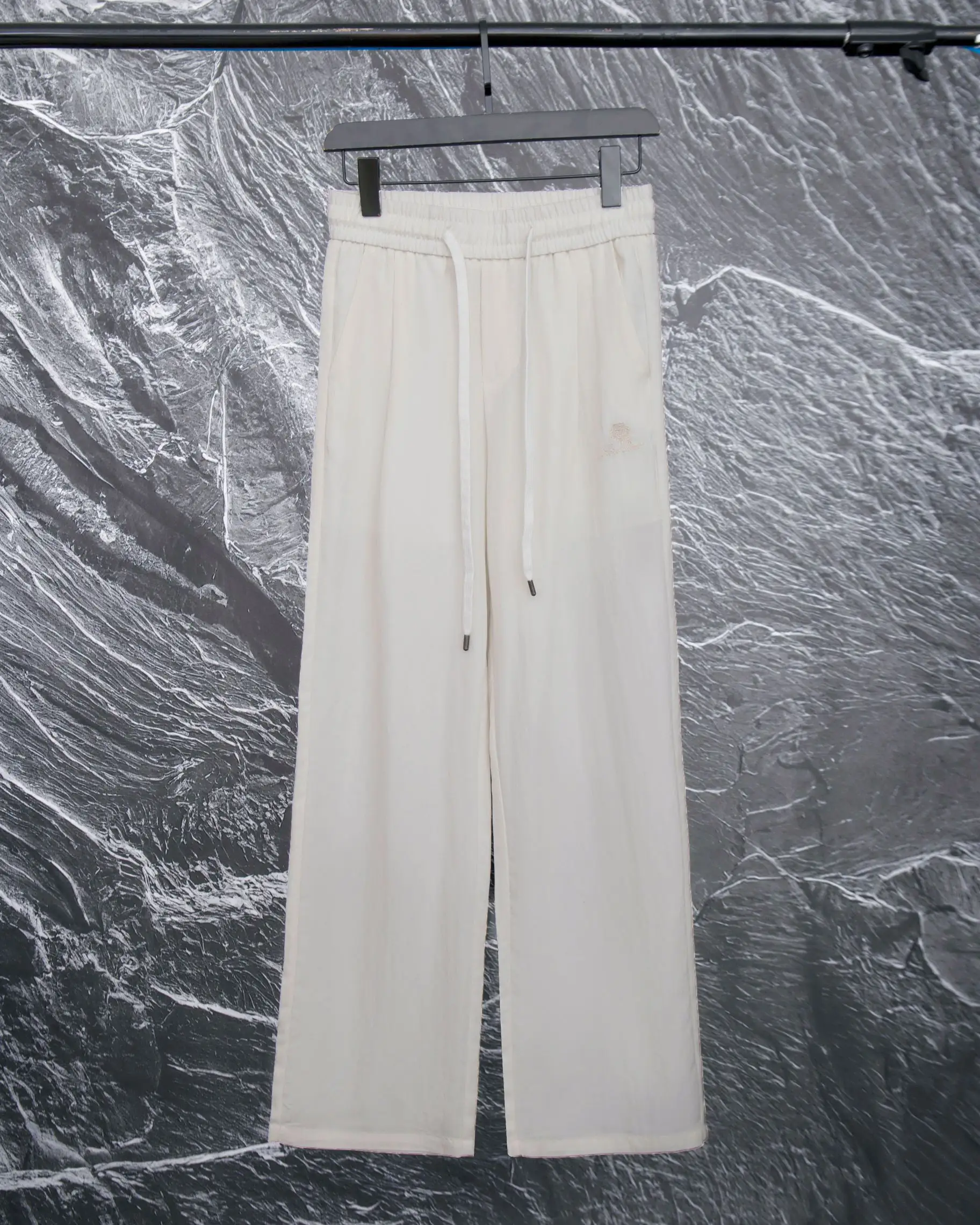 Embroidered Logo Cotton-Linen Trousers D20513329