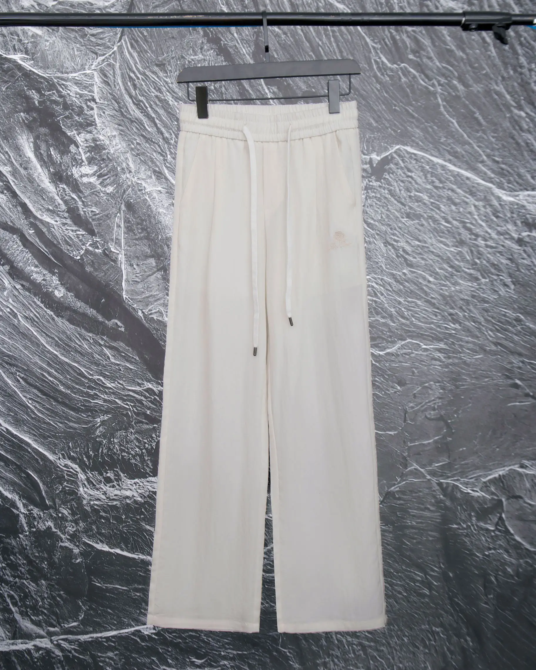 Embroidered Logo Cotton-Linen Trousers D20513329