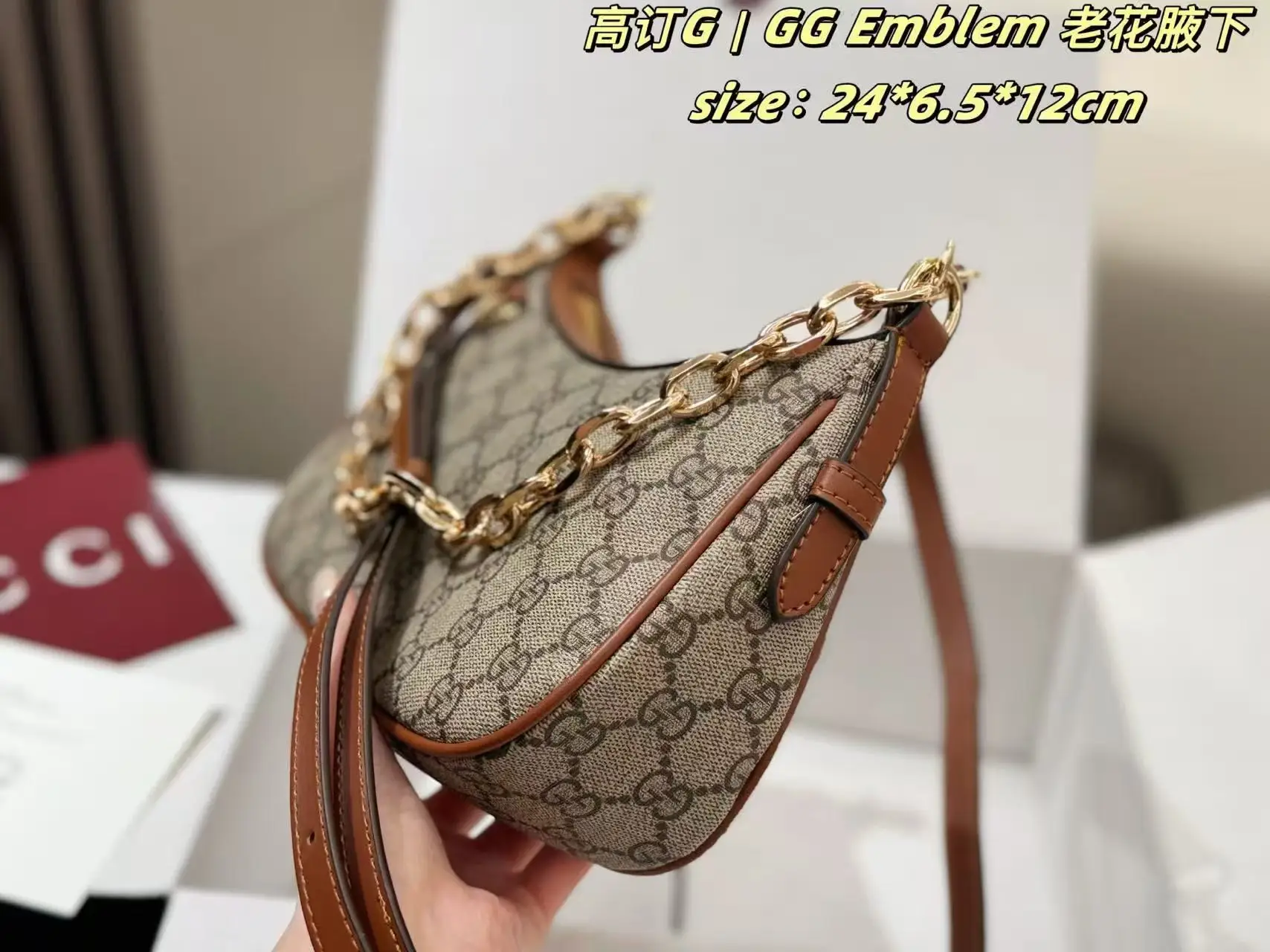 GG Monogram Canvas Crescent Shoulder Bag D26518195 — view 3