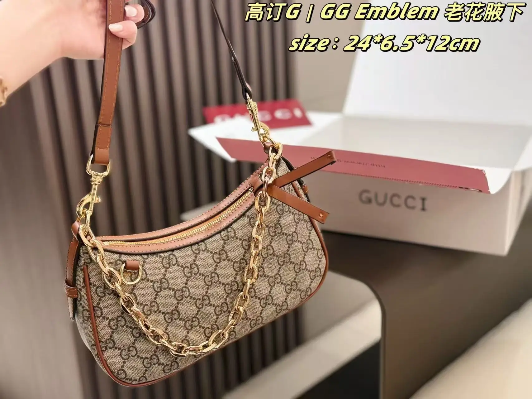 GG Monogram Canvas Crescent Shoulder Bag D26518195 — view 8