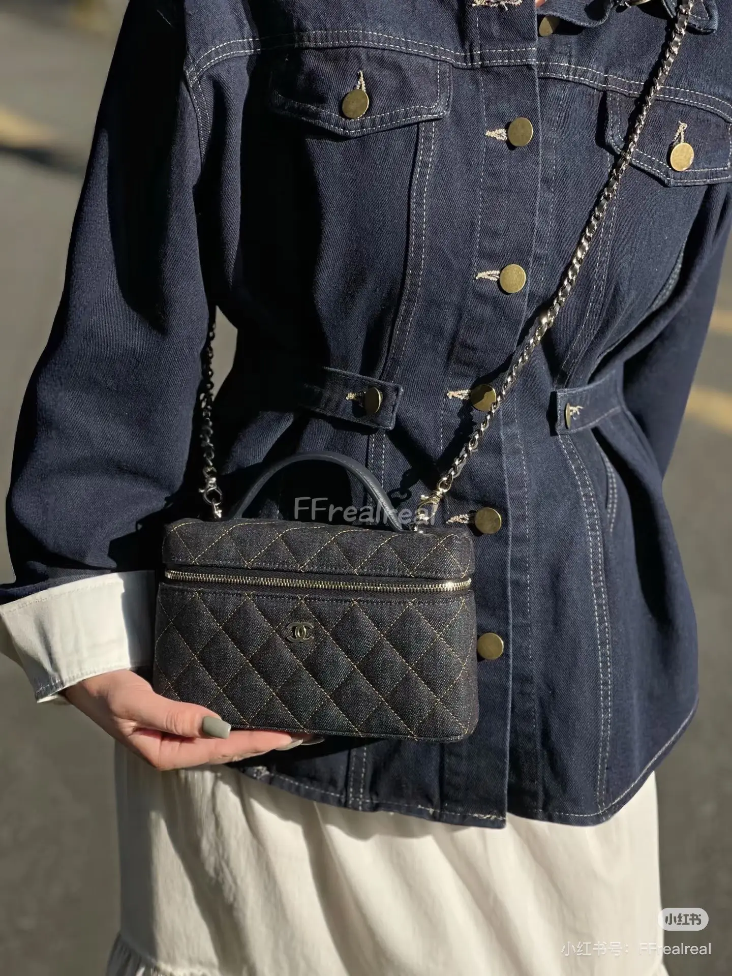Chanel Quilted Denim Vanity Case Bag D34018403 — view 4