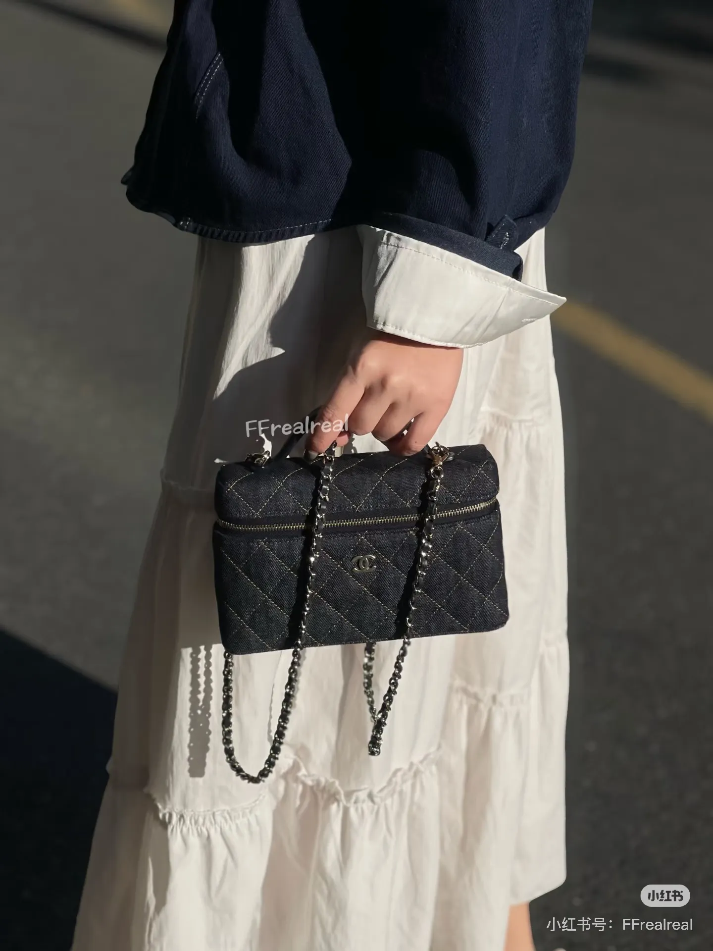 Chanel Quilted Denim Vanity Case Bag D34018403 — view 6