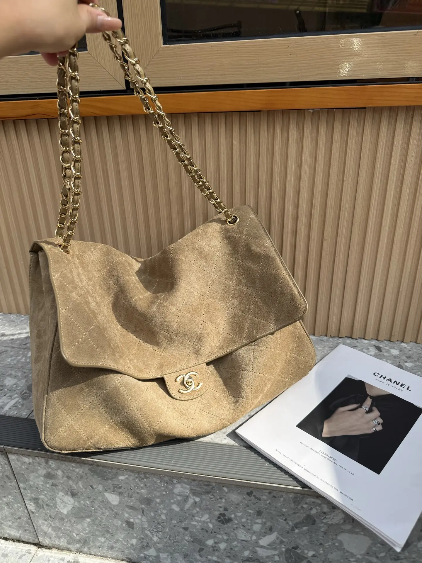 Maxi CF Suede Shoulder Bag D54018569 — view 3