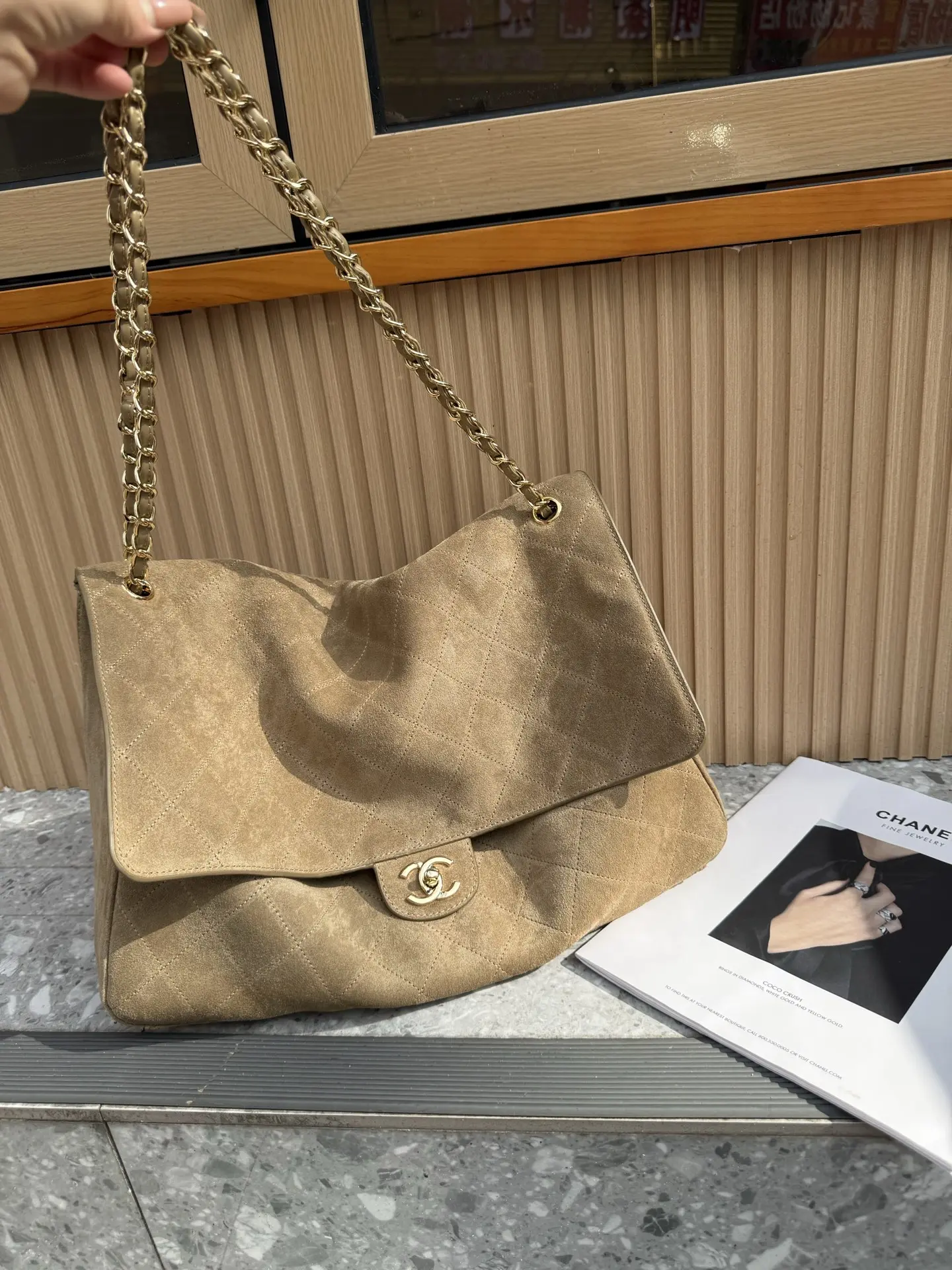 Maxi CF Suede Shoulder Bag D54018569 — view 4