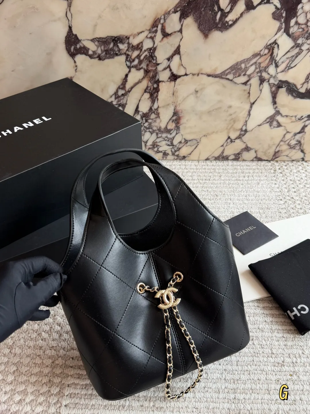 Chanel 26P Quilted Leather Bucket Bag D28517816