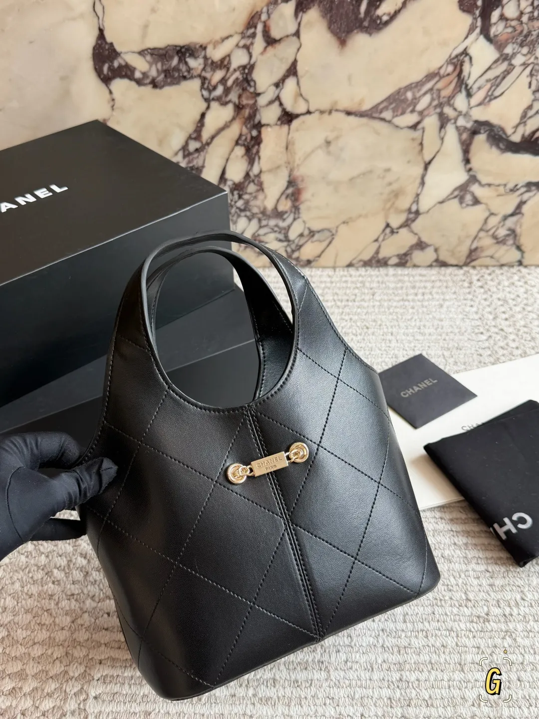 Chanel 26P Quilted Leather Bucket Bag D28517816 — view 3