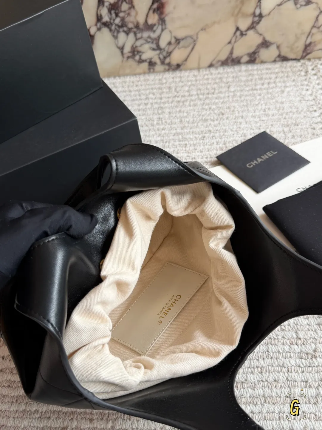 Chanel 26P Quilted Leather Bucket Bag D28517816 — view 8