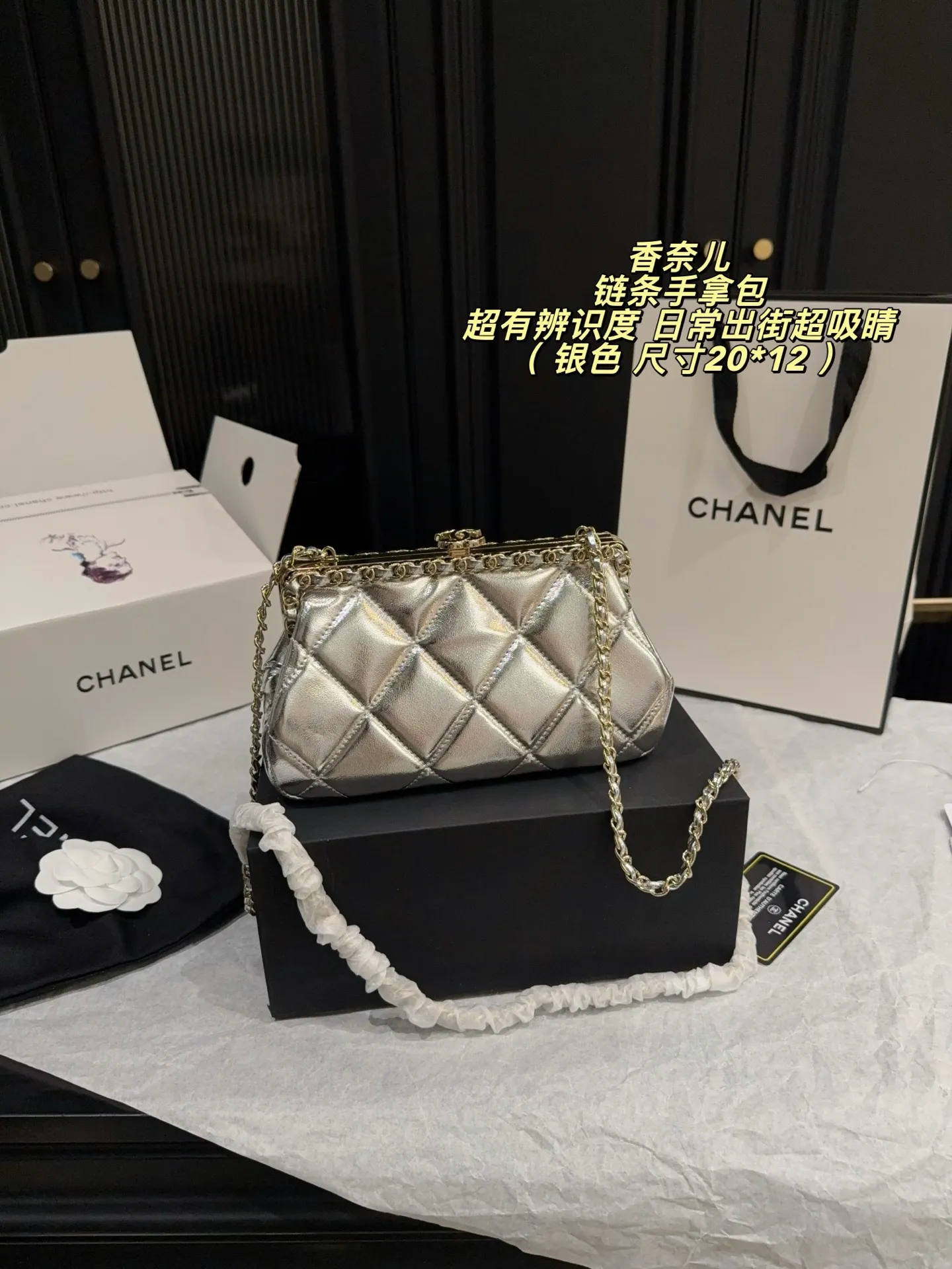Chanel 19 Quilted Chain Clutch Bag D28518142 — view 3