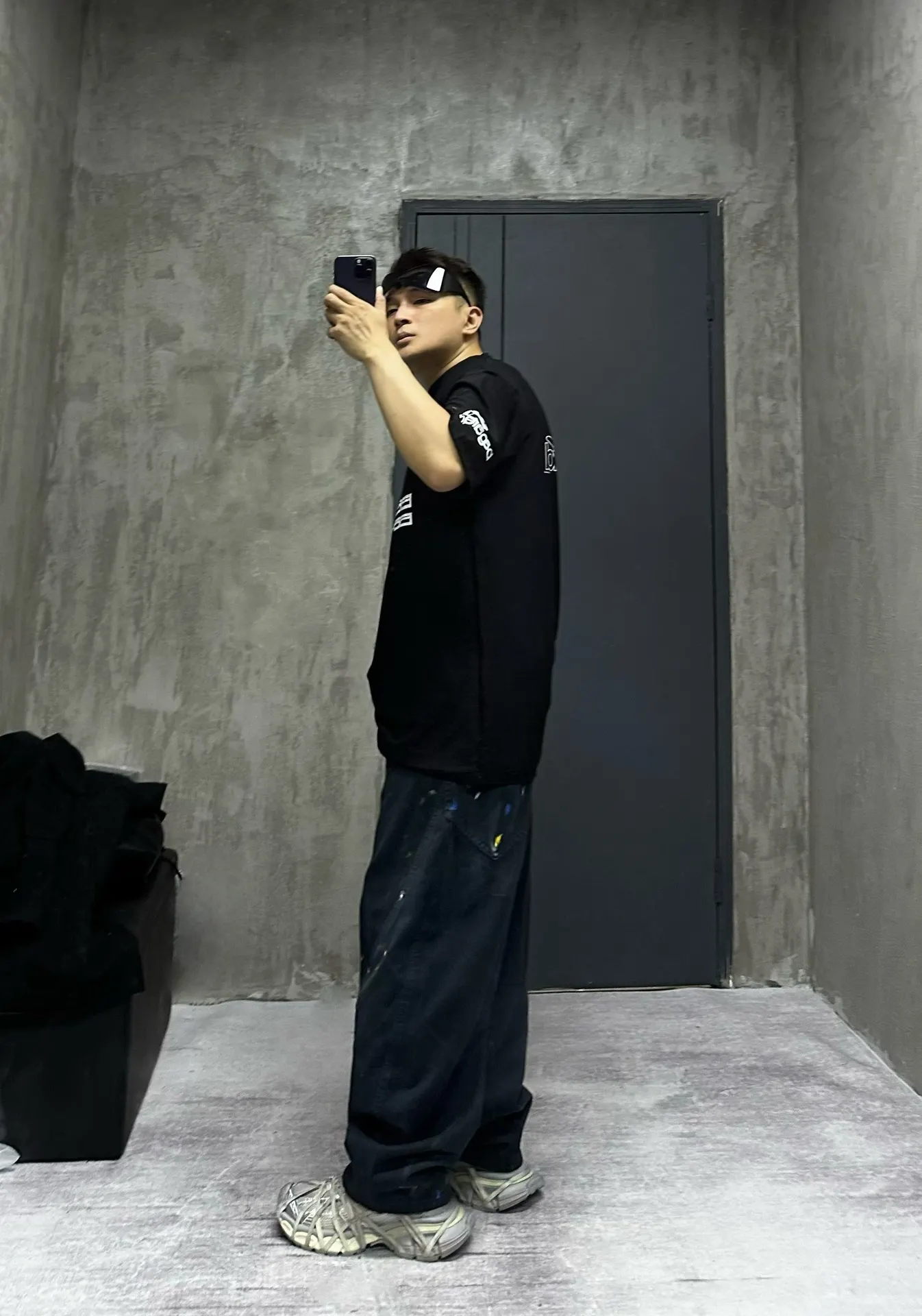 Paint-Splatter Twill Curved-Leg Trousers D20521850 — view 2