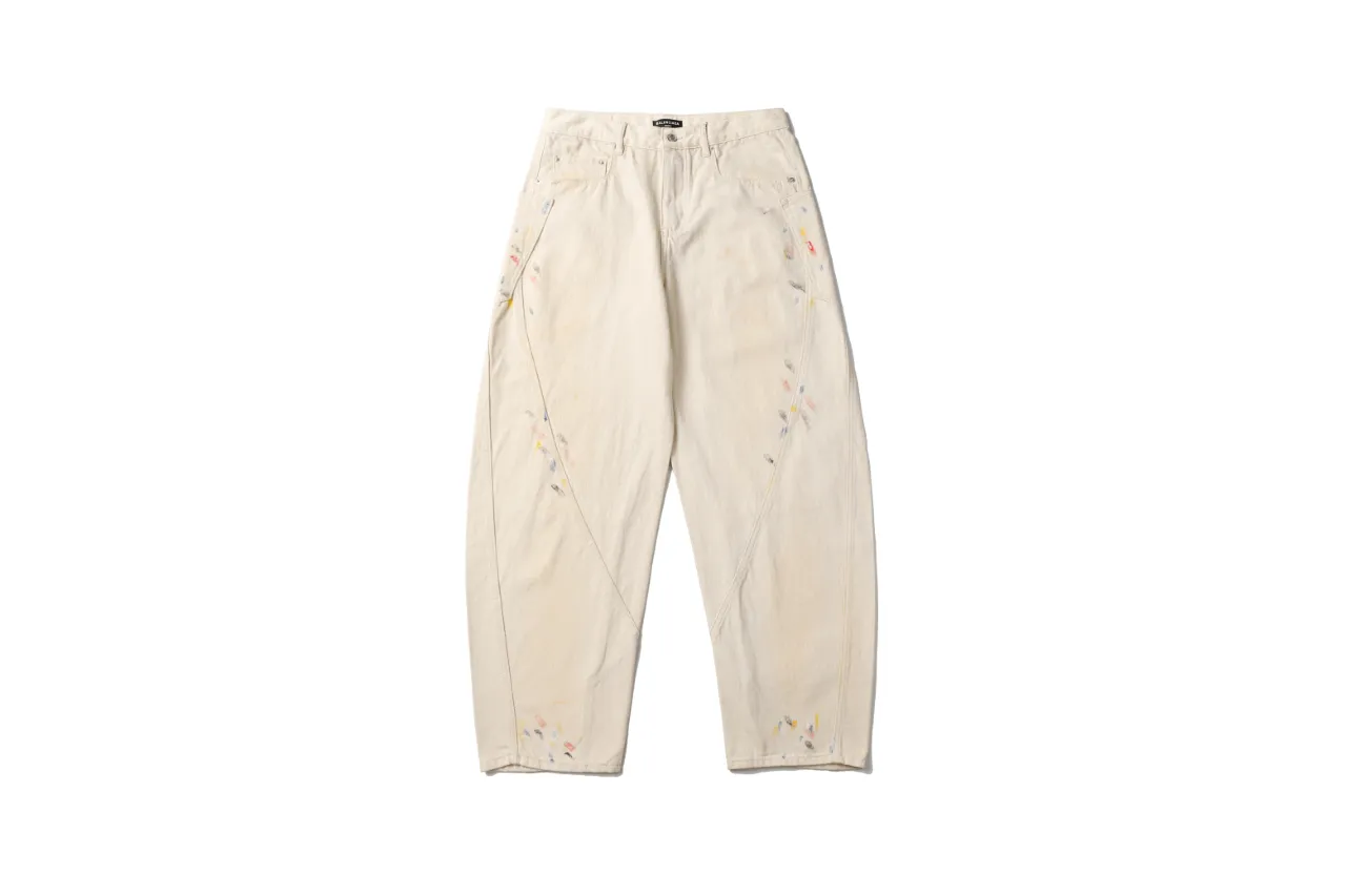Paint-Splatter Twill Curved-Leg Trousers D20521850 — view 10