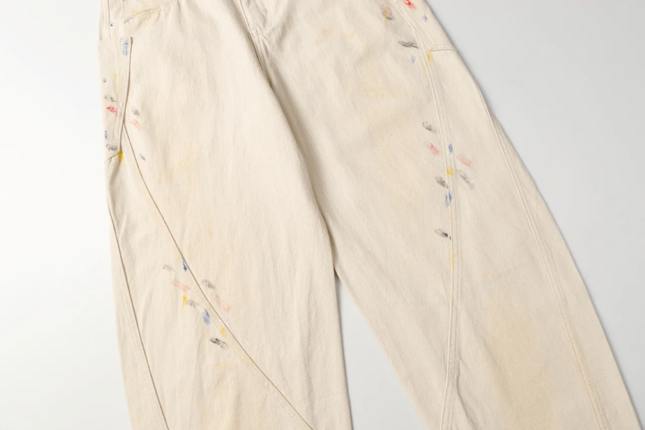 Paint-Splatter Twill Curved-Leg Trousers D20521850 — view 12