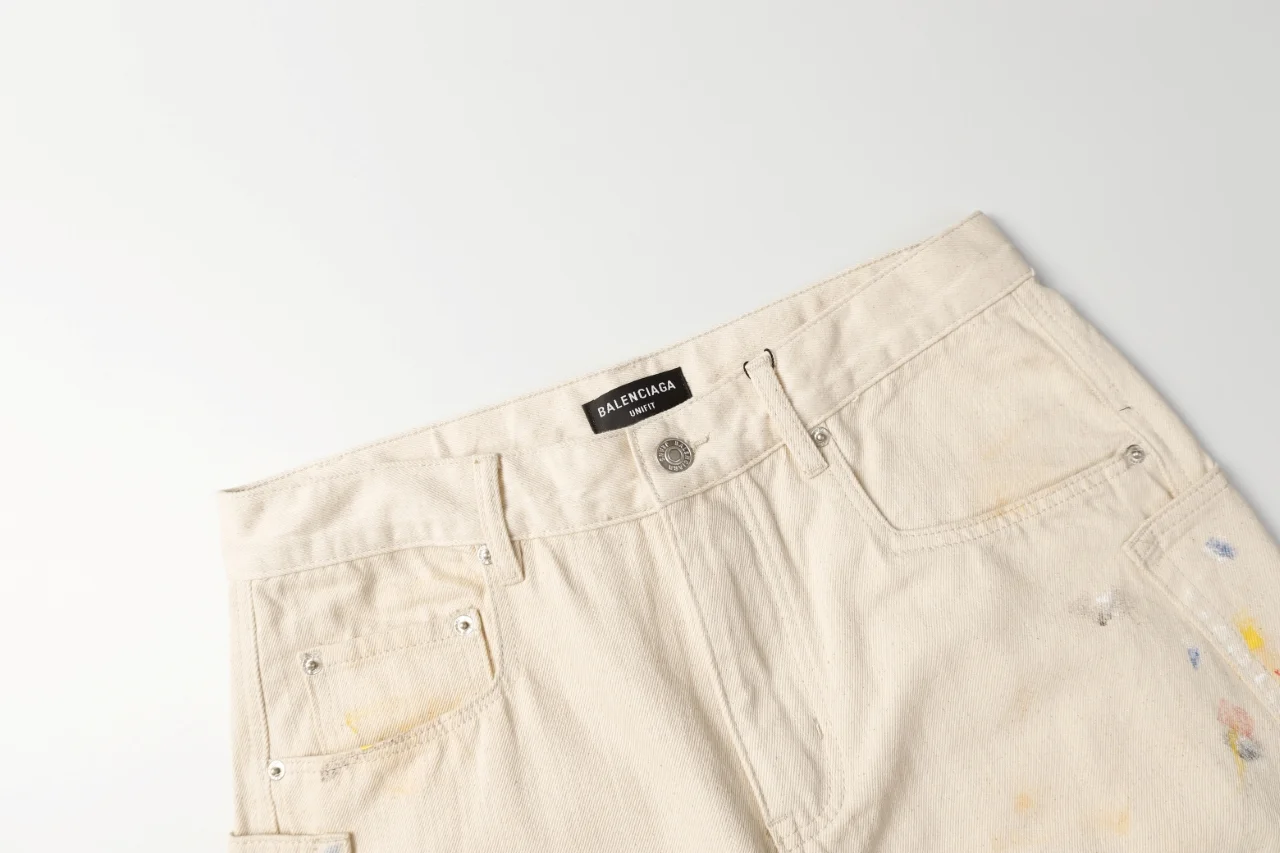 Paint-Splatter Twill Curved-Leg Trousers D20521850 — view 13