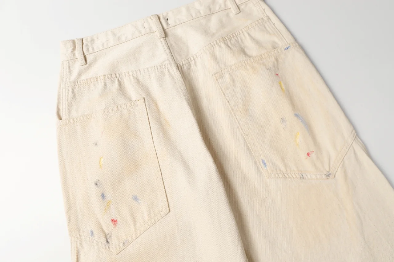 Paint-Splatter Twill Curved-Leg Trousers D20521850 — view 14
