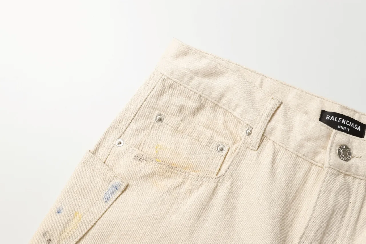 Paint-Splatter Twill Curved-Leg Trousers D20521850 — view 15