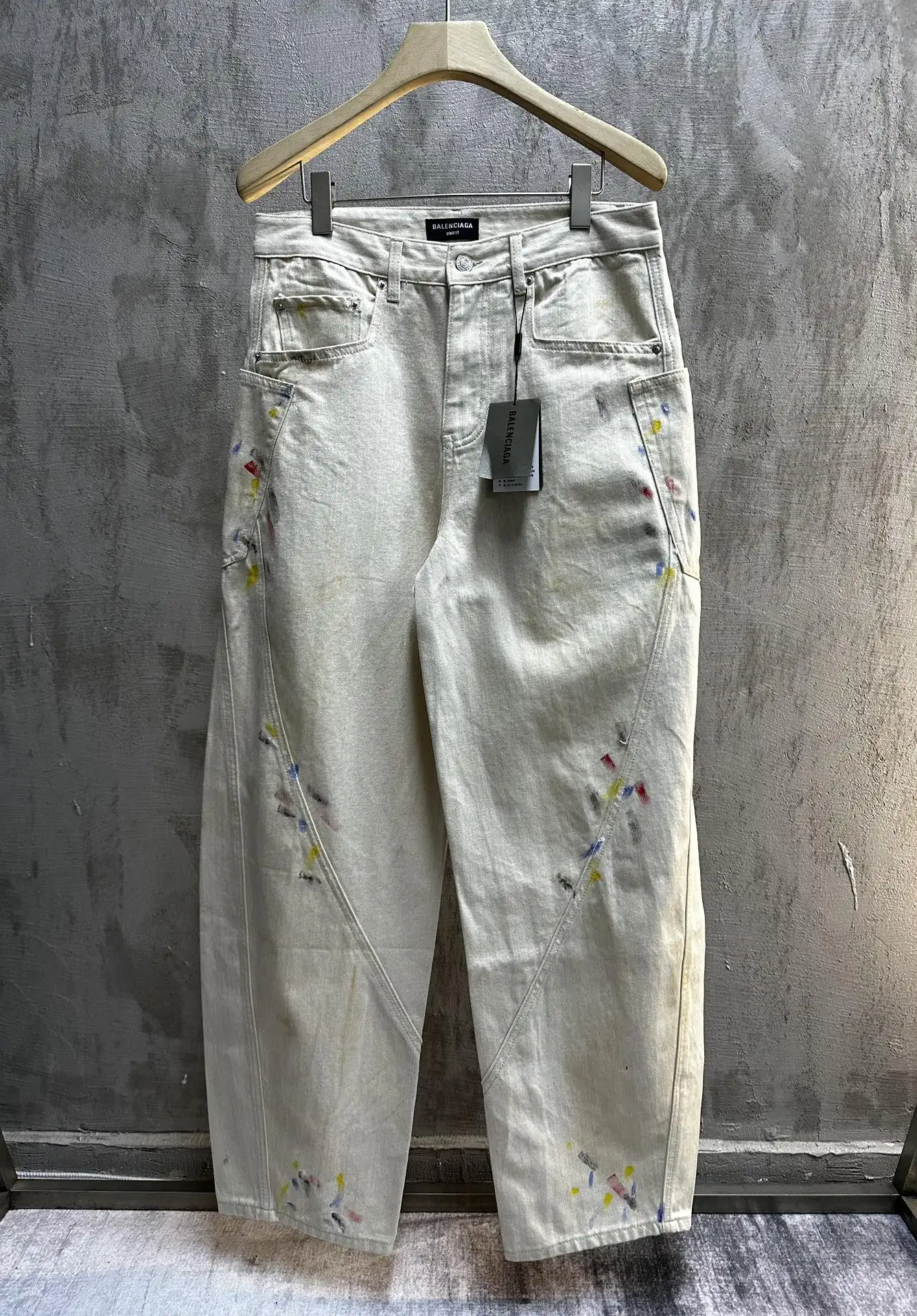 Paint-Splatter Twill Curved-Leg Trousers D20521850 — view 19