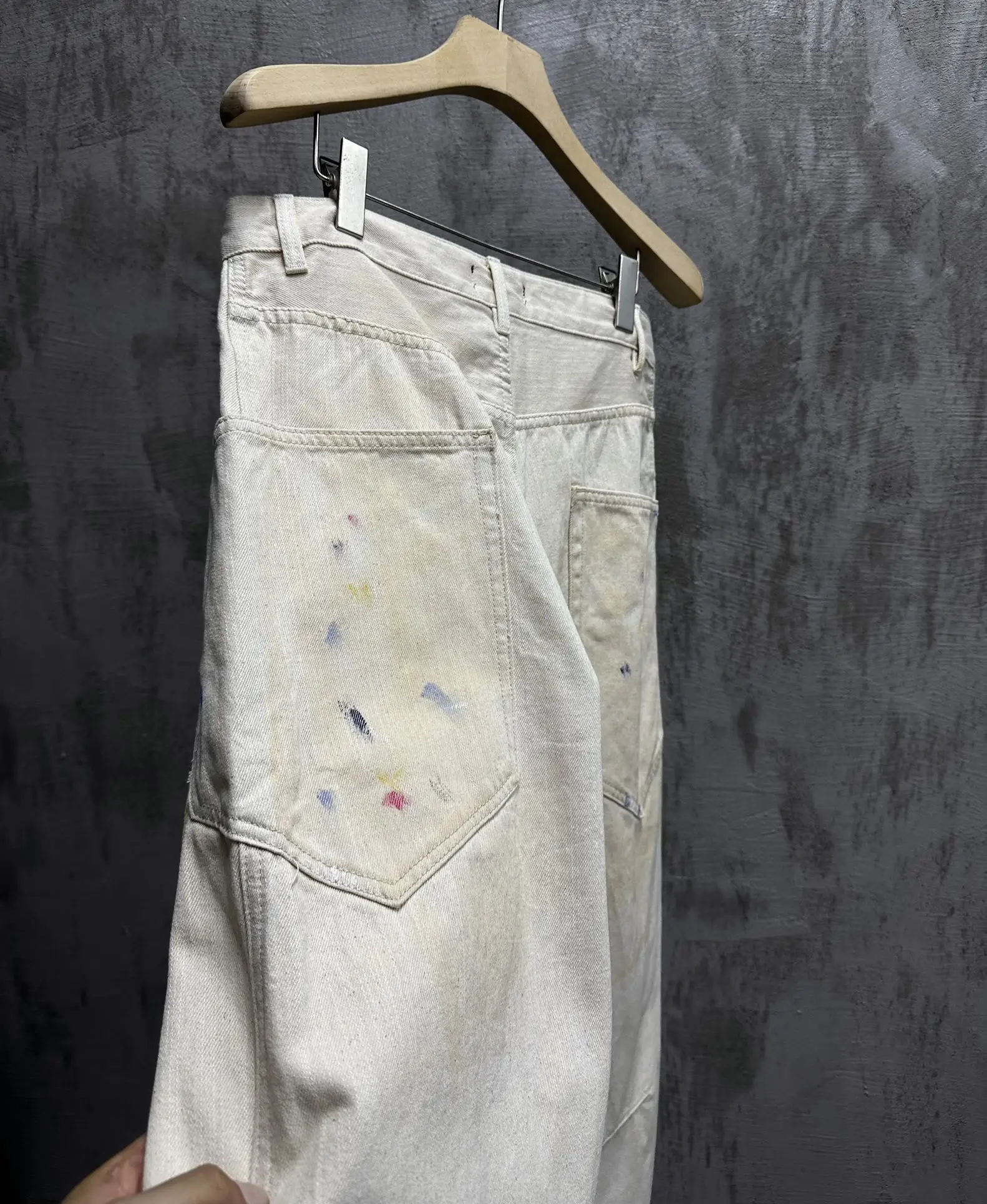 Paint-Splatter Twill Curved-Leg Trousers D20521850 — view 25
