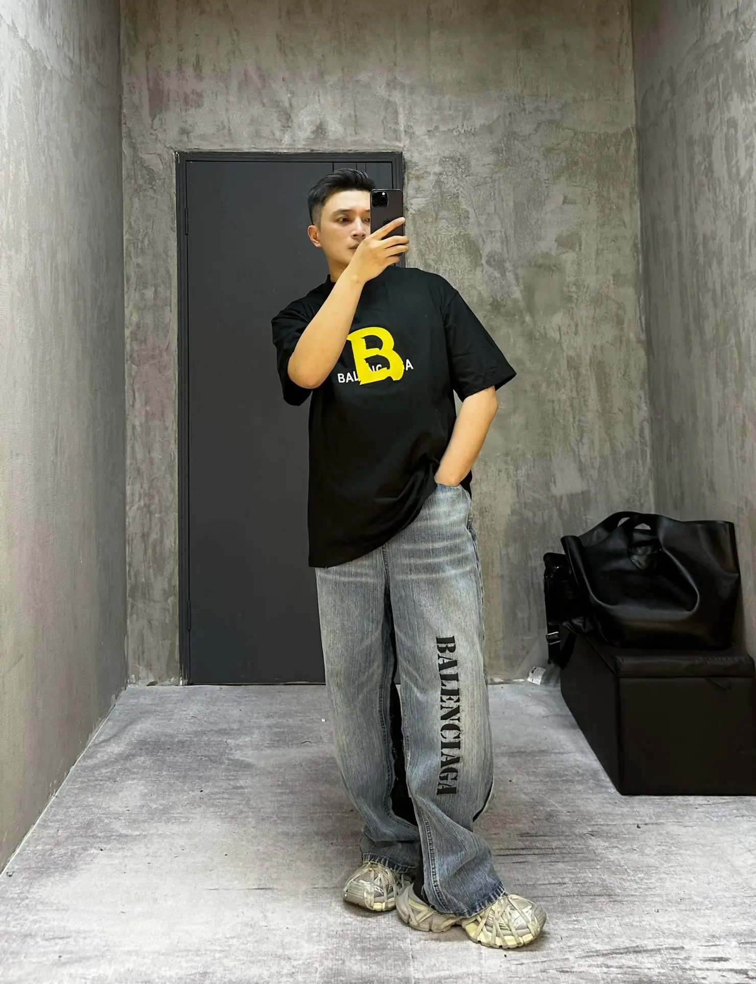 Hybrid Denim and Jersey Wide-Leg Jeans D23021848 — view 5