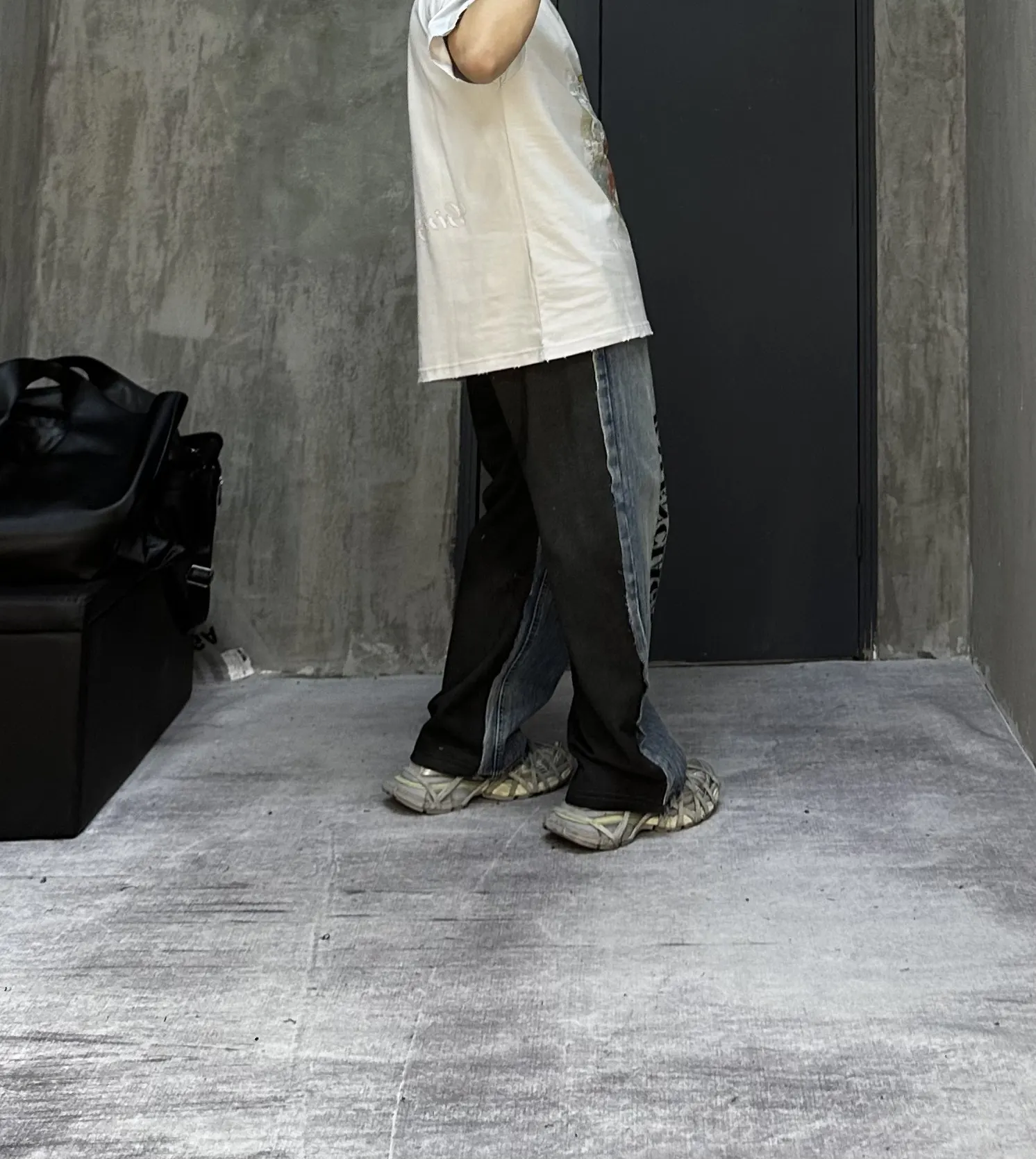 Hybrid Denim and Jersey Wide-Leg Jeans D23021848 — view 7