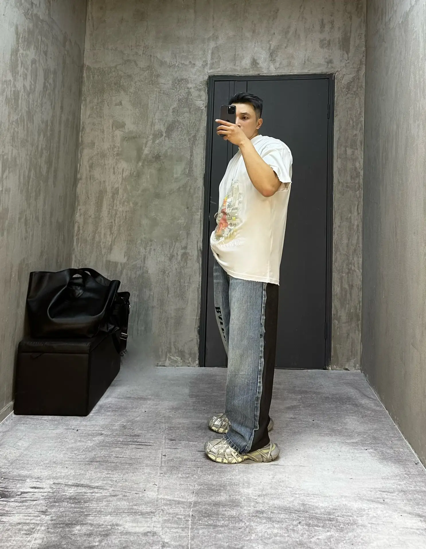 Hybrid Denim and Jersey Wide-Leg Jeans D23021848 — view 8