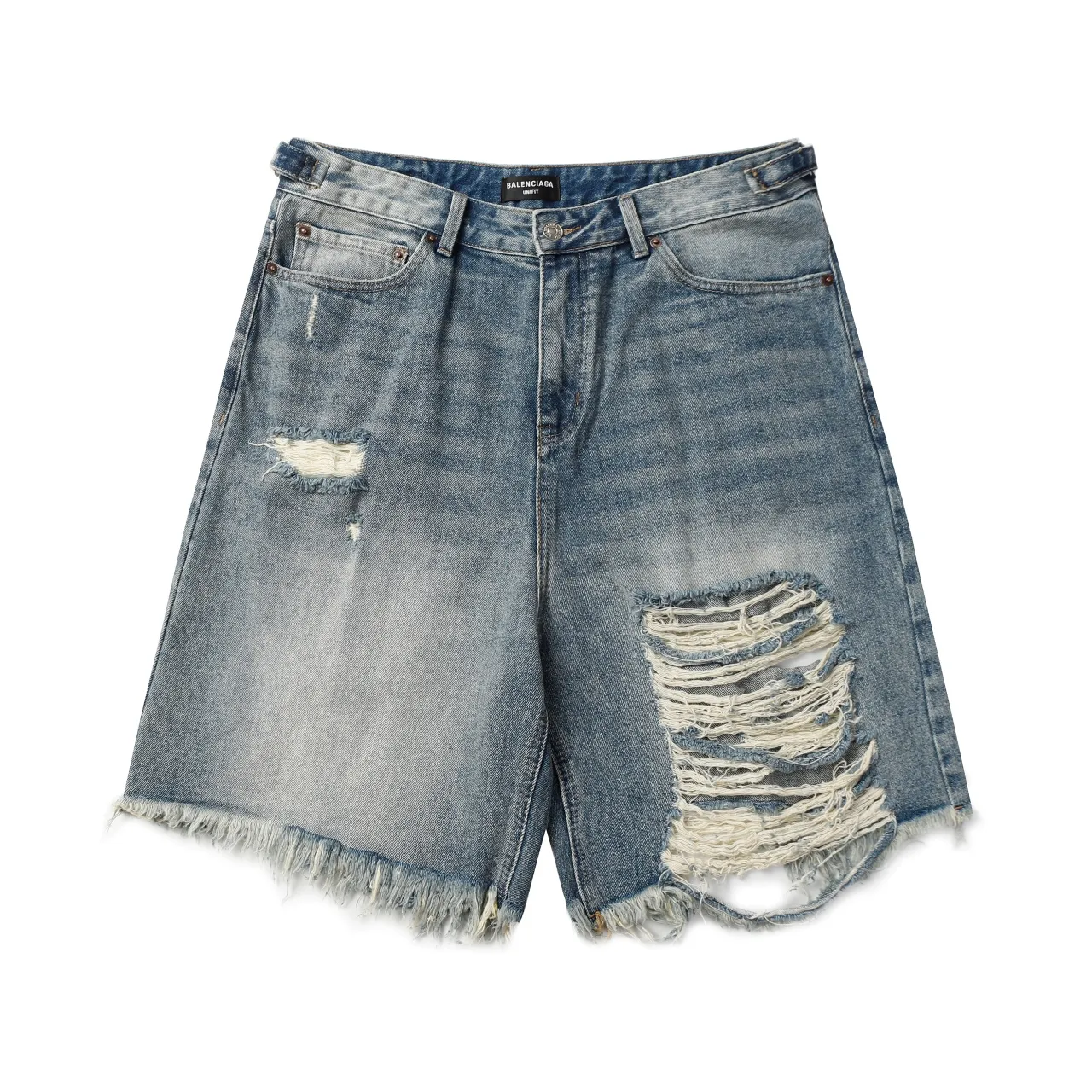 Distressed Wide-Leg Denim Shorts D21519930 — view 5