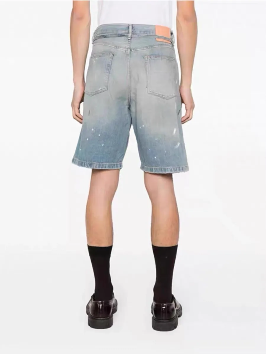 Acne Studios Distressed Paint-Splatter Denim Shorts D22519928 — view 6