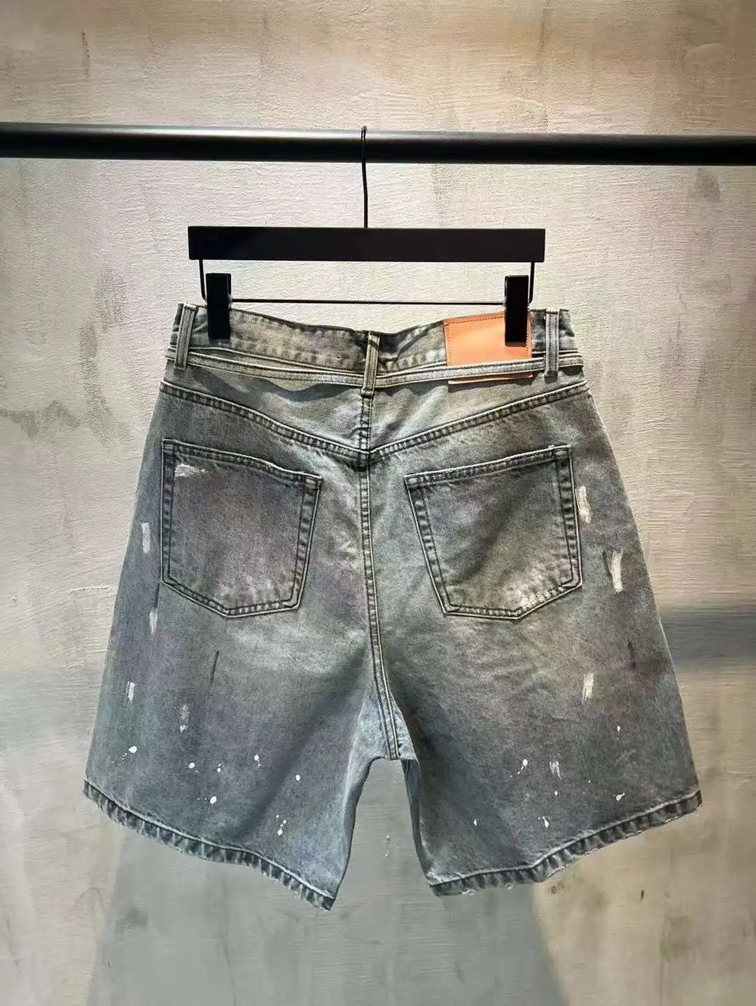 Acne Studios Distressed Paint-Splatter Denim Shorts D22519928 — view 11