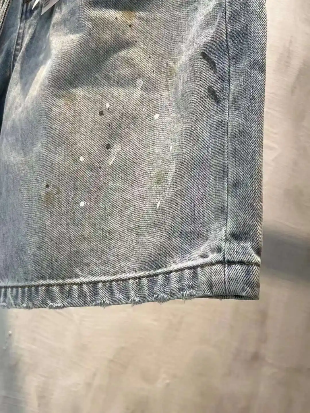 Acne Studios Distressed Paint-Splatter Denim Shorts D22519928 — view 14