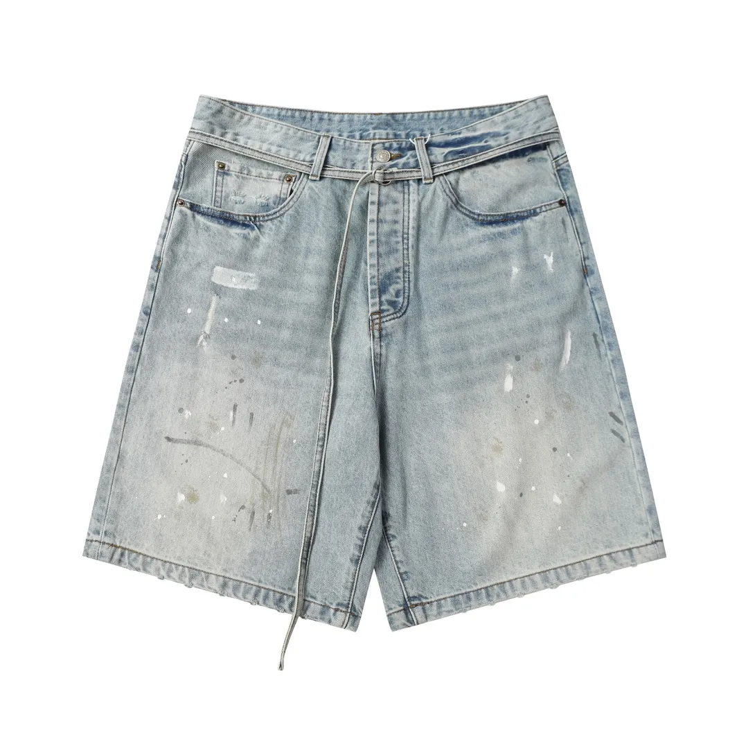 Acne Studios Distressed Paint-Splatter Denim Shorts D22519928 — view 19