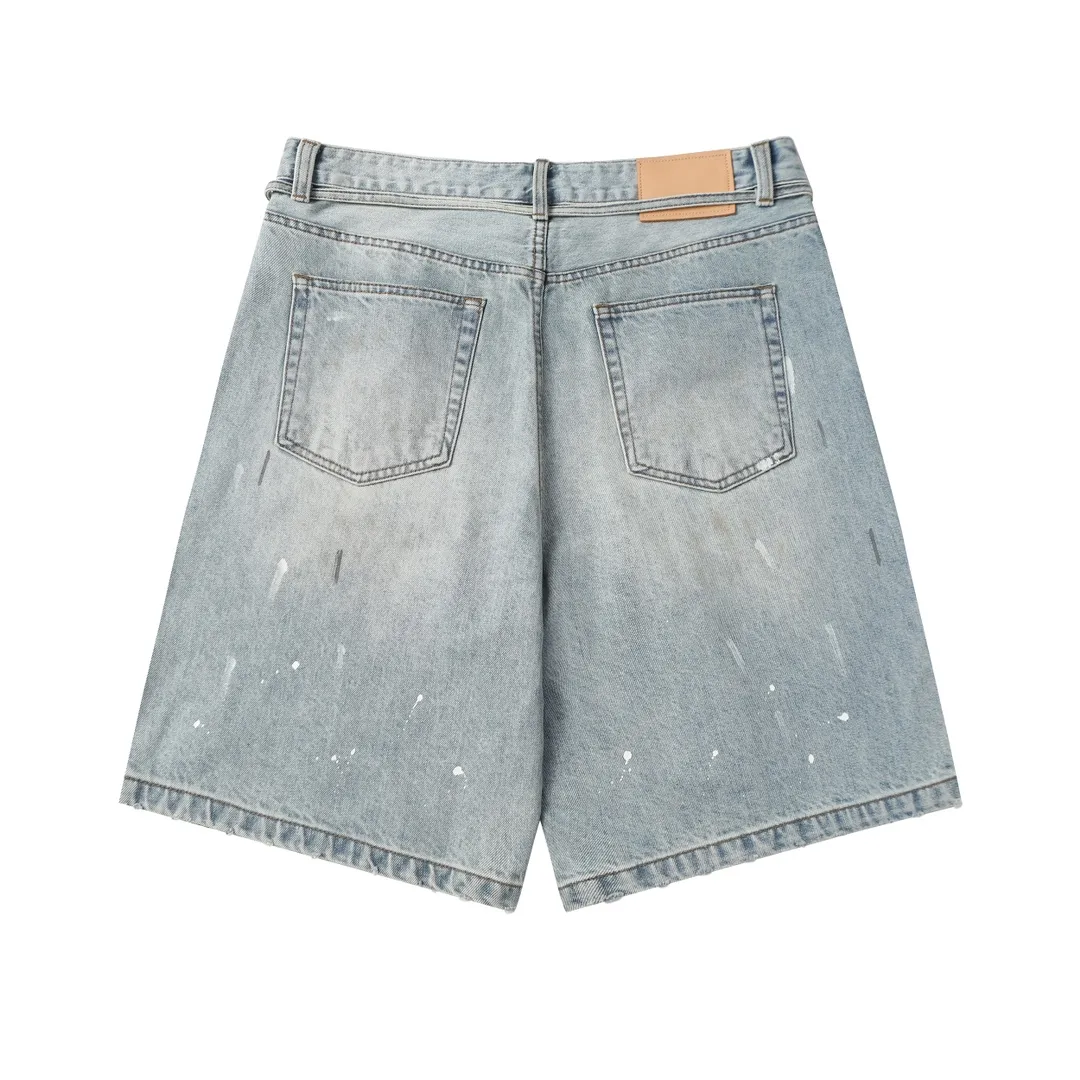 Acne Studios Distressed Paint-Splatter Denim Shorts D22519928 — view 20