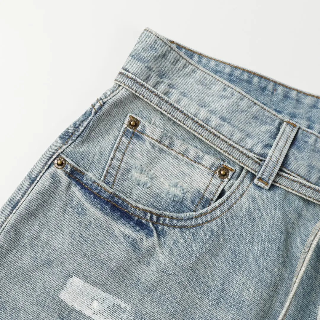 Acne Studios Distressed Paint-Splatter Denim Shorts D22519928 — view 21