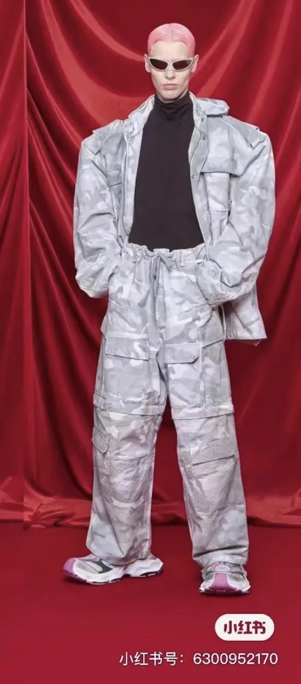 Balenciaga Hand-Painted Camouflage Cargo Trousers D23521845 — view 8
