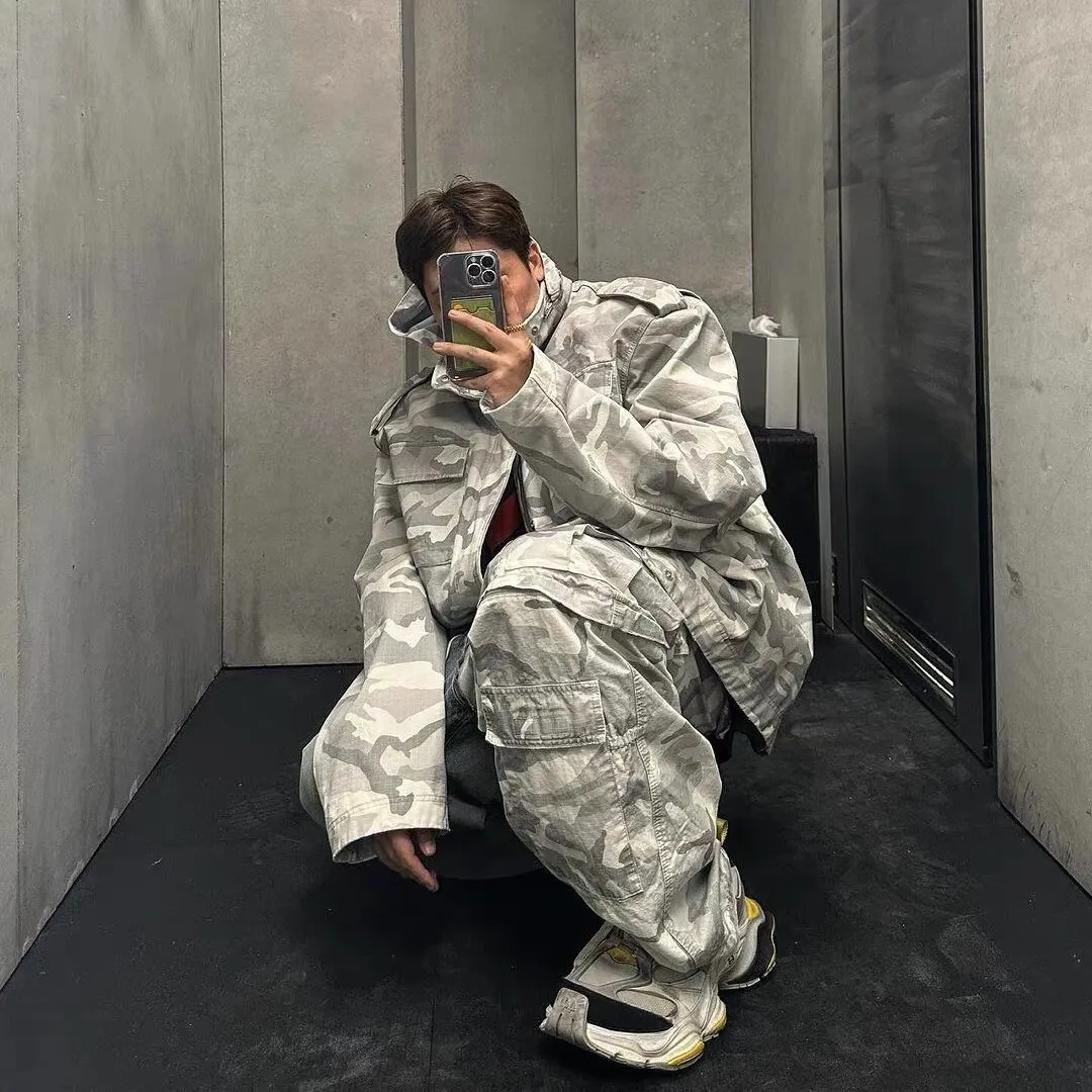 Balenciaga Hand-Painted Camouflage Cargo Trousers D23521845 — view 12